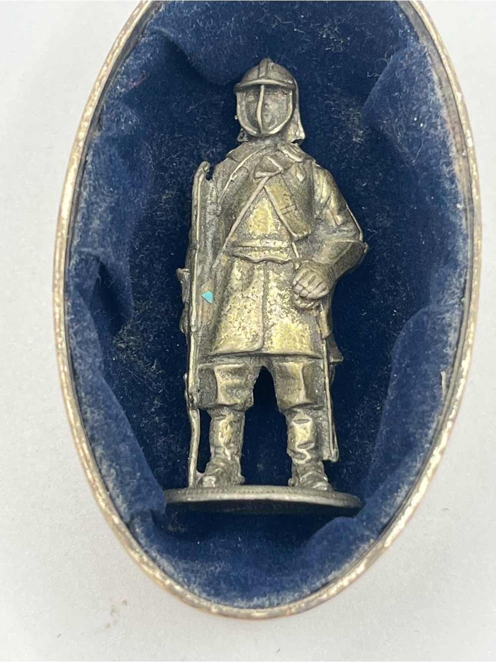Vintage English Toy Soldier Pewter in Velvet Case Westair Reproductions